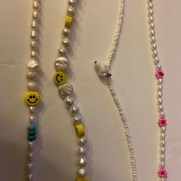 PacSun Necklace Bundle (4) - Yellow Happy Face, Mushroom, Pink Flowers - Picture 2 of 4